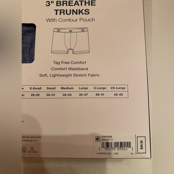NWT GAP Men’s 3 Pack Contour Pouch 3" Breathe Boxer Briefs Trunks Size Medium - Picture 4 of 5
